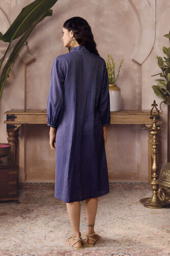 Mazarine Hand-embroidered Kantha Dress - Indigo Blue, Indigo Blue, image 2